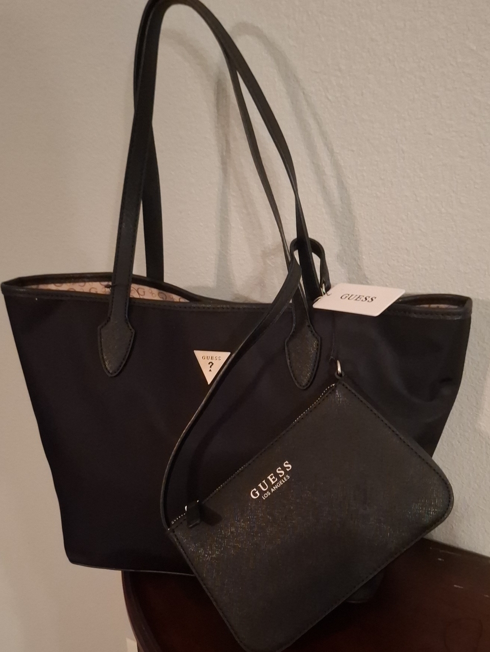 Guess Black Tote with Matching Wristlet - Picture 2 of 5